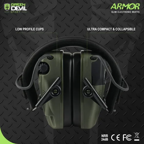 Vista 5 de GREEN DEVIL Disparo Protección auditiva Reducción de ruido electrónico Protección auditiva Orejeras Auriculares para pistola de caza