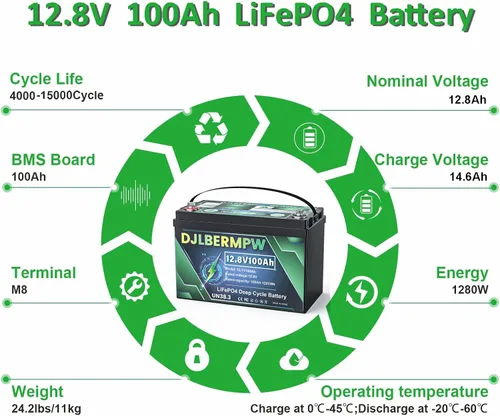 Vista 2 de Batería de Litio para Carrito de Golf de 36V 100Ah, 8000 Ciclos Profundos Batería de Litio de 36 Voltios para Carritos de Golf, BMS de 100A 3840Wh