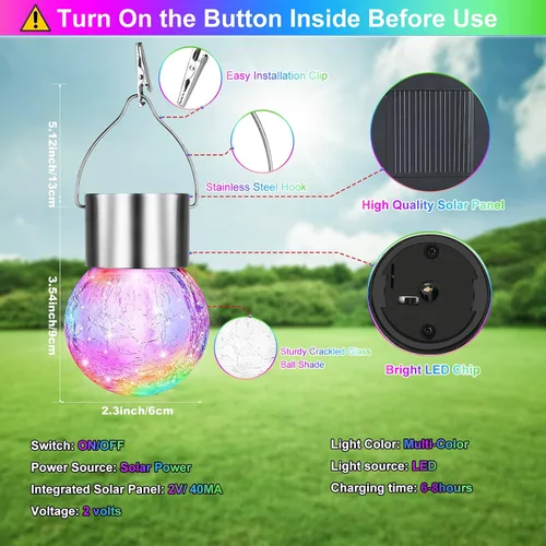 Vista 5 de Paquete de 8 luces solares colgantes para exteriores, luces solares de Varios