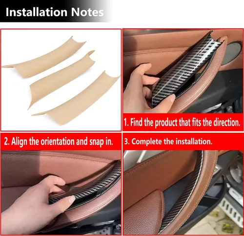 Vista 5 de Fundas para Manija de Puerta Compatibles con BMW Serie X5 F15/F85 2014-2018, BMW Serie X6 F16/F86 2015-2018 (3 piezas) (Beige)