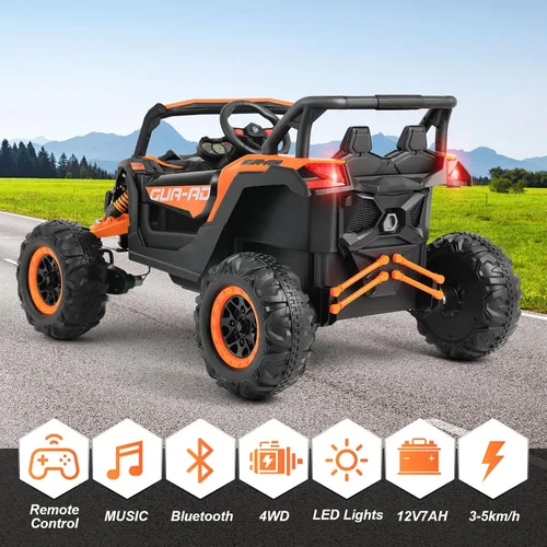 Vista 5 de JOYLDIAS Vehículo eléctrico todoterreno 4WD con batería de 12 V para niños, vehículo eléctrico 4x4 con 4 potentes motores, control remoto de 2.4 G