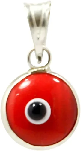 Vista 6 de Collar con colgante de ojo malvado de 7 mm de vidrio redondo en plata de ley 925 (solo colgante) - 7 colores para elegir para hombres y mujeres