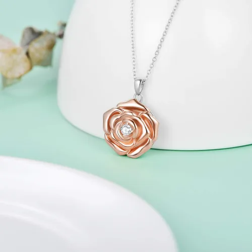 Vista 3 de Sunflower Locket That Hold Pictures 925 Sterling Silver Flower Necklace Sunshine Rose Flower Pendant Necklace for Women