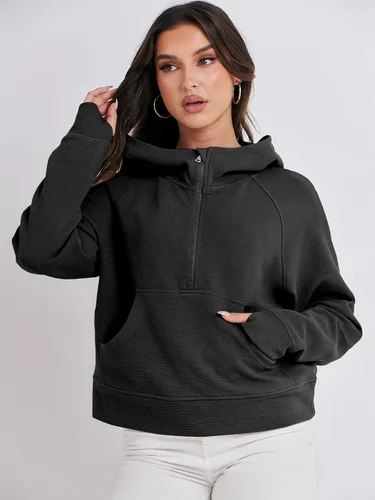 Vista 6 de ANRABESS Half Zip Sweatshirts Cropped Hoodies Fleece Womens Quarter Zip Up Pullover Sweaters Fall Outfits 2023 Winter Clothes