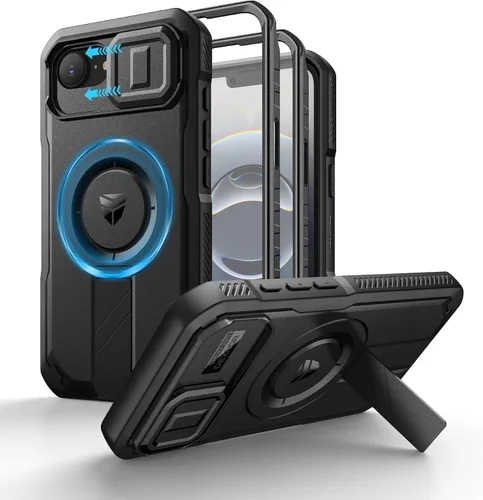Vista 66 de Dexnor - Funda para iPhone 12 & iPhone 12 Pro con tapa deslizante para cámara, soporte ajustable y protector de pantalla integrado, carcasa