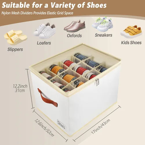 Vista 2 de Patinao Caja organizadora de almacenamiento de zapatos para armario - Contenedores recipientes de zapatos ahorradores de espacio con tapas