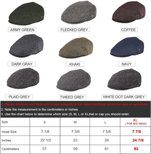 Vista 7 de VOBOOM - Gorra plana de taxista para hombre con mezcla de lana