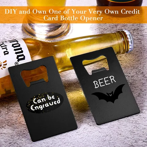 Vista 6 de 40 unidades de abrebotellas de tarjetas de crédito, de acero inoxidable, para póquer, para regalos de Navidad, se puede tallar para bricolaje, boda