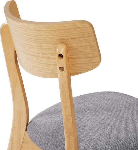 Vista 6 de Juego de 2 sillas de comedor, sillas de comedor modernas de mediados de siglo con respaldo curvo y patas de madera, marco tapizado en acabado nogal