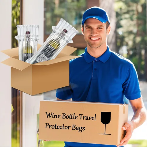 Vista 4 de Bolsas protectoras de viaje para botella de vino, 50 bolsas de aire de embalaje con bomba de inflado de aire, transparente
