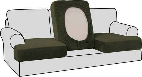Vista 24 de H.VERSAILTEX Fundas de terciopelo elástico para silla con cojín en forma de T para sala de estar, funda de sofá, funda de asiento con cojín