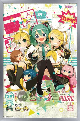 Vista 12 de Hatsune Miku - Póster de pared Hey de 22.4 pulgadas de largo x 14.7 pulgadas de ancho, versión enmarcada de madera de granero