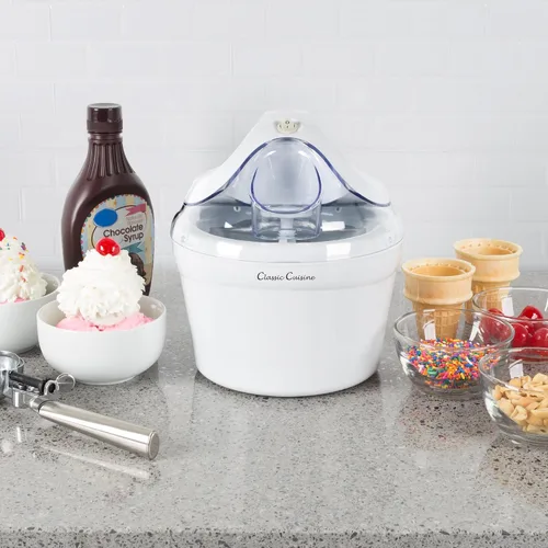 Vista 5 de Máquina para hacer helados: también hace sorbete, postre de yogur congelado, máquina de capacidad de 1 cuarto de galón con recetas incluidas fáciles
