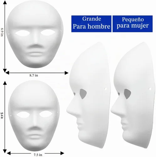 Vista 2 de Sumind - 36 máscaras de papel maché, color blanco, 2 tamaños