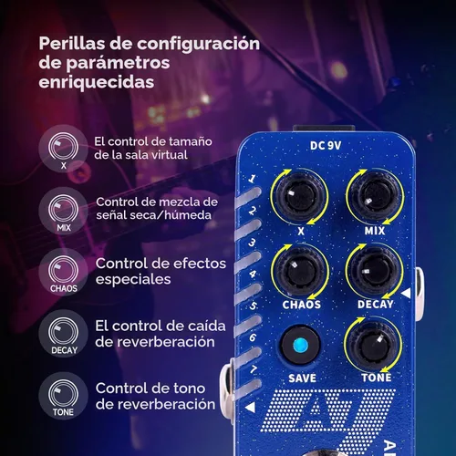 Vista 3 de MOOER A7 - Pedal de efectos para guitarra con reverberación versátil con 7 efectos de reverberación diferentes y función de guardado
