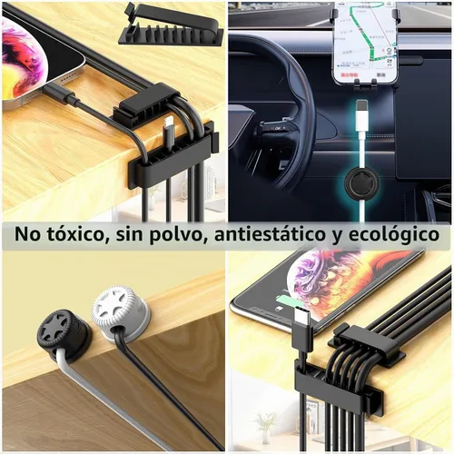 Vista 8 de ELII - Kit de gestión de cables de 328 piezas, 8 soportes magnéticos para cables, 69 clips para cables