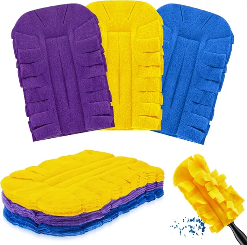 Vista 38 de Zubebe 3 piezas de repuesto de plumero de forro polar reutilizables, plumeros planos de plumas, almohadillas de limpieza lavables para múltiples