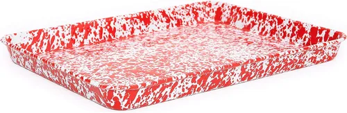 Vista 8 de Sartén para Brazo de Gitano Enamelware, 16.25 x 12.5 pulgadas, Salpicado Negro/Blanco