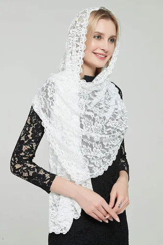 Vista 10 de Bufanda de encaje floral vintage de pestañas capilla velo mantilla infinito latino masa S04