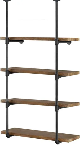 Vista 8 de Yuanshikj - Estantería industrial de hierro para montaje en pared, estilo retro, color negro Hardware Only,Vintage Retro Ceiling Hung Shelf DIY