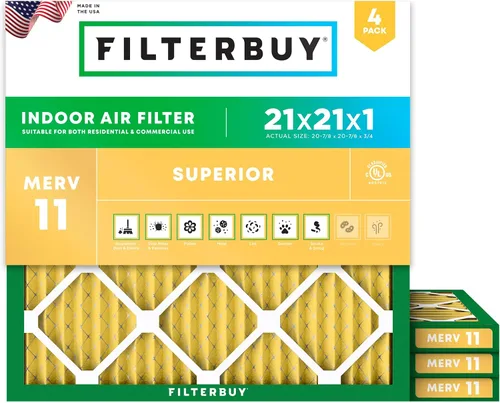 Vista 49 de Filterbuy Filtro de Aire 12x12x1 pulgadas MERV 11 Defensa Superior contra Mascotas y Alergias (Paquete de 4), Filtros de Reemplazo Electrostáticos
