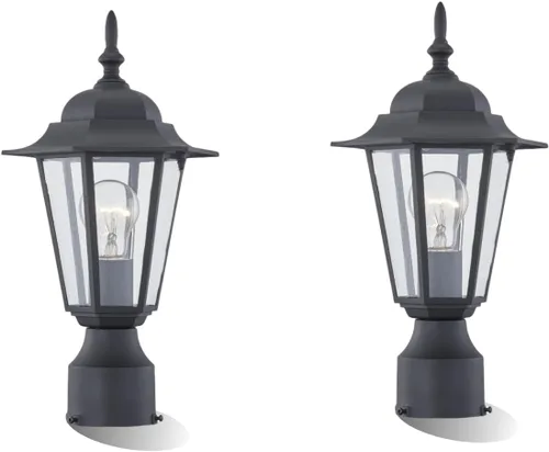 Vista 10 de WISBEAM Luz de poste para exteriores, linterna de poste, base E26 de 60 W máximo, carcasa de aluminio más vidrio, clasificación de ubicación húmeda