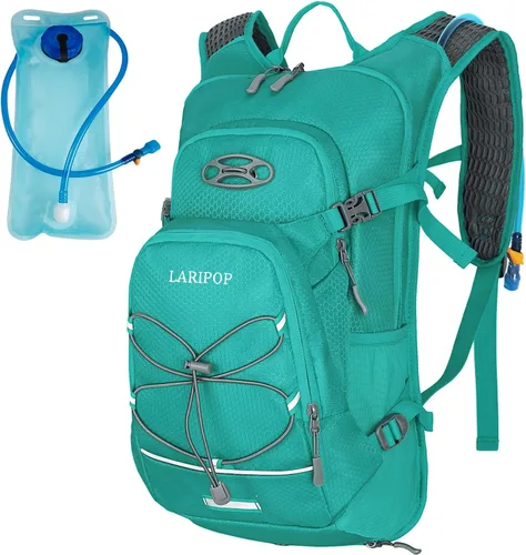Vista 9 de LARIPOP Mochila de hidratación, mochila de senderismo de 18 L con bolsa de agua de 2 L, paquete de agua ligera para ciclismo, senderismo, ciclismo
