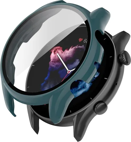 Vista 7 de Funda compatible con Amazfit GTR 3 Pro/GTR 3, protector de pantalla delgado de PC [marco de color de metal chapado] [cobertura completa 3D]