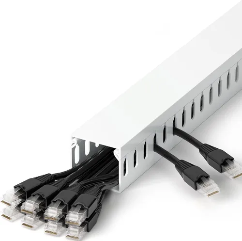 Vista 24 de ZhiYo Canaleta de gestión de cables para rack de servidores de 1.4 pulgadas de alto x 1.6 pulgadas de ancho, kit de conductos de cable de 12 pies