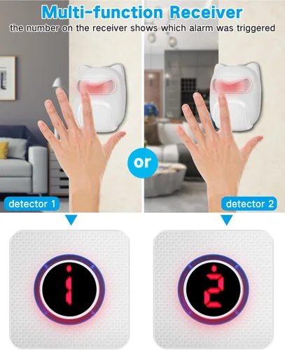 Vista 3 de Sistema de alarma con sensor de movimiento, alarma inalámbrica de seguridad para el hogar, detector de movimiento con 1 sensor y 1 receptor, 38