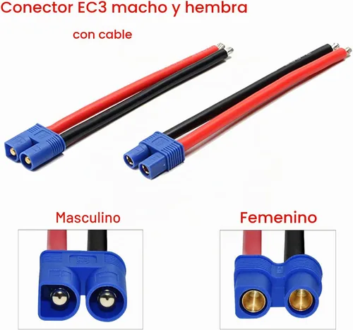 Vista 2 de 3 pares EC3 estilo macho y hembra conector adaptador cable con 5.9 in 14awg alambre de silicona para RC Lipo batería