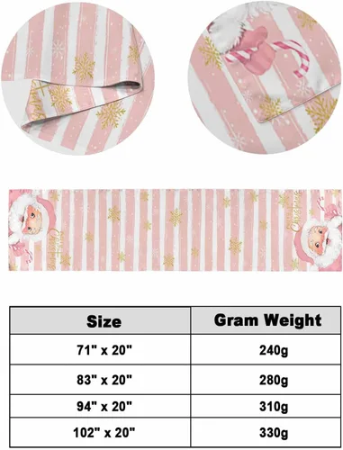 Vista 6 de Camino de cama de Navidad de Papá Noel rosa para cama de tamaño individual, manta decorativa de Navidad para pie de cama, protector de ropa de cama