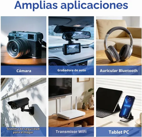 Vista 6 de Batería Lipo de 3.7V 1000mAh 102050 Batería recargable de polímero de litio con conector JST PH2.0.000 in para altavoz Bluetooth, GPS, reloj