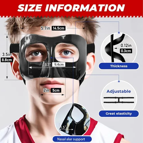Vista 2 de WR01A Kids Nose Guard for Broken Nose Girls Boys Adjustable Basketball Soccer Sports Face Mask with Foam Padding and Stickers for Youth Teens