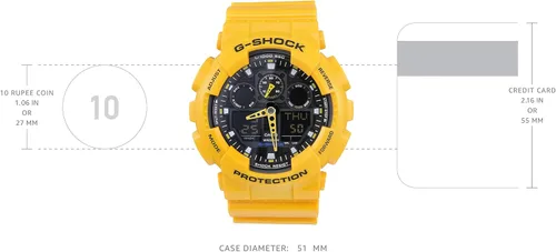Vista 3 de Casio G-Shock Reloj analógico-digital con esfera negra para hombre - GA-100A-9ADR (G273), Negro -, Moderno