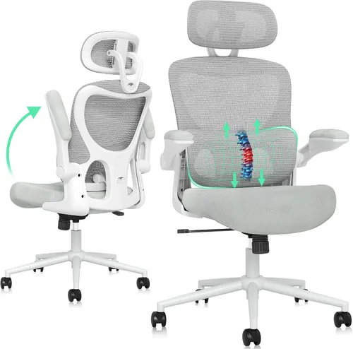 Vista 10 de SUNNOW Silla de oficina, silla ergonómica de escritorio para computadora, silla ejecutiva resistente, soporte lumbar ajustable, brazos abatibles
