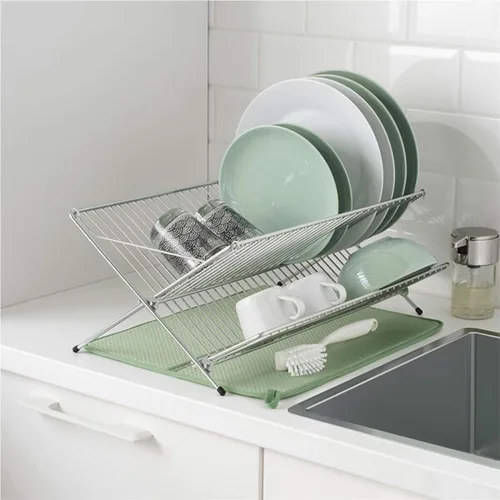 Vista 4 de Tapete absorbente de platos, reversible, de microfibra, tapete para secar platos para cocina, lavable a máquina, escurridor de platos de granja