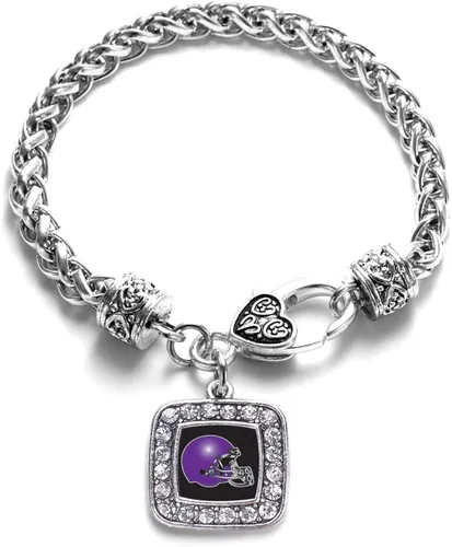 Vista 78 de Pulsera de dijes cuadrados de plata con joyería de circonita cúbica
