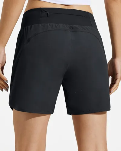 Vista 2 de MASKERT Womens 5 Inches Athletic Running Shorts with Zipper Pockets Quick Dry Lounge Gym Workout Shorts with Liner