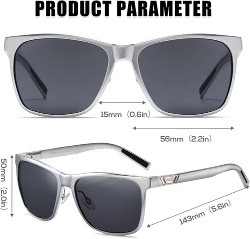 Vista 4 de DUCO Gafas de sol polarizadas para hombre, protección UV, marco rectangular retro, para conducir, pesca, 100% bloqueo UV, 3029H