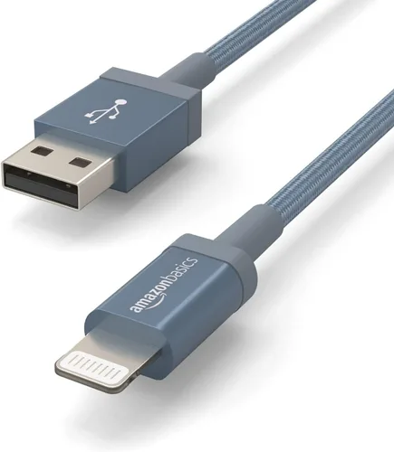 Vista 3 de Amazon Basics - Cable cargador USB trenzado de nailon - Cargador para iPhone con certificación MFi