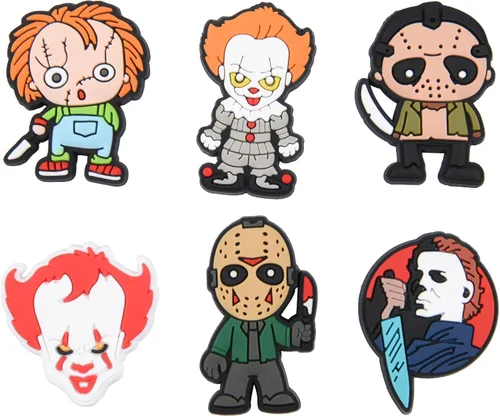 Vista 3 de Dijes de zapatos de Halloween para zapatos de terror accesorios de decoración pulseras para niños niñas adultos regalos de fiesta de cumpleaños
