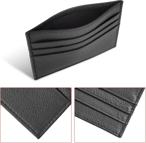 Vista 75 de URAQT Cartera para tarjetas de crédito, cartera minimalista de cuero delgado con cremallera, mini protector de tarjeta de crédito, llavero bolsillo
