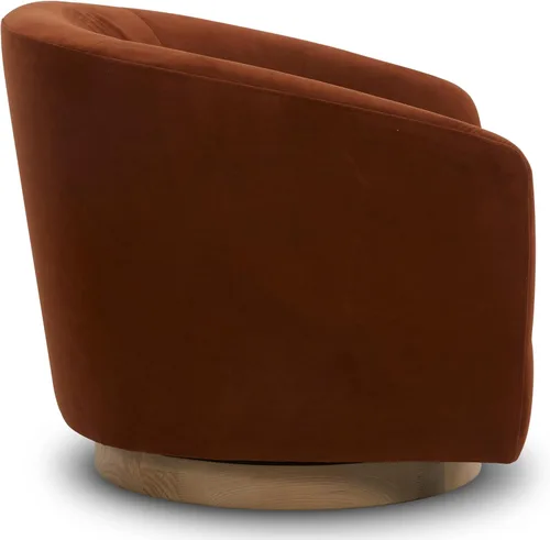 Vista 8 de CHITA Silla Giratoria de Acento, Silla Barrel Tapizada en Terciopelo con Certificación FSC para Sala de Estar, Completamente Ensamblada, Naranja