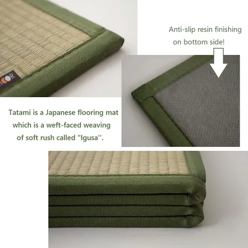 Vista 5 de EMOOR Tapete de tatami japonés King Natural Rush Grass (sin teñir), colchón plegable Igusa para el suelo para dormir, colchón de futón japonés