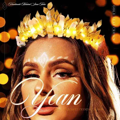 Vista 3 de Yean Diadema con luces LED doradas, corona y hojas de hadas, para mujer