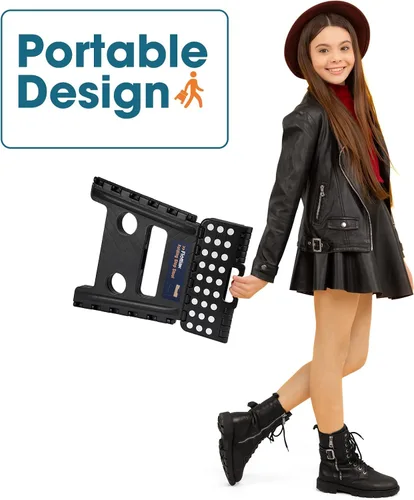 Vista 5 de Flottian Taburete plegable de 13 pulgadas para adultos y niños con capacidad para hasta 300 libras, taburetes plegables antideslizantes con asa