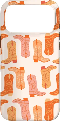 Vista 22 de Cowboy Boot Illustration Preppy Western in Orange Case for iPhone 17