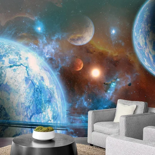 Vista 50 de NWT Calcomanía removible para pared, diseño de nube galáctica, estrella, nebulosa, fantasía, ciencia ficción, astronomía y arte espacial, arte