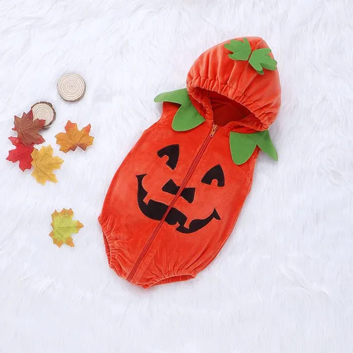 Vista 7 de Lindo disfraz de calabaza de Halloween para bebé, disfraz unisex para niños y niñas